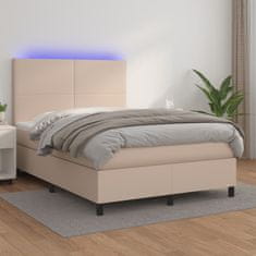 Petromila vidaXL Boxspring posteľ matrac a LED kapučínová 140x200 cm umelá koža