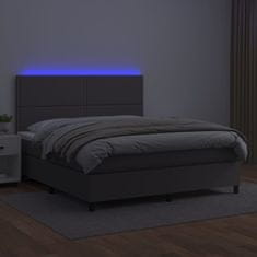 Petromila vidaXL Boxspring posteľ s matracom a LED sivá 180x200 cm umelá koža