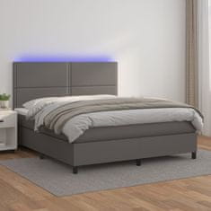 Petromila vidaXL Boxspring posteľ s matracom a LED sivá 180x200 cm umelá koža