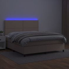 Petromila vidaXL Boxspring posteľ matrac a LED kapučínová 160x200 cm umelá koža