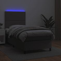 Petromila vidaXL Boxspring posteľ s matracom a LED sivá 90x200 cm umelá koža