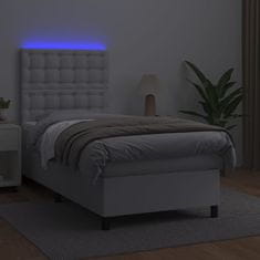 Petromila vidaXL Boxspring posteľ s matracom a LED biela 90x190 cm umelá koža