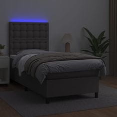 Petromila vidaXL Boxspring posteľ s matracom a LED sivá 90x200 cm umelá koža