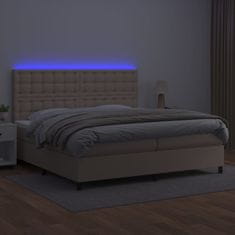 Petromila vidaXL Boxspring posteľ matrac a LED kapučínová 200x200 cm umelá koža