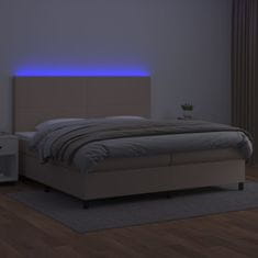 Petromila vidaXL Boxspring posteľ matrac a LED kapučínová 200x200 cm umelá koža