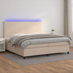 Petromila vidaXL Boxspring posteľ matrac a LED kapučínová 200x200 cm umelá koža