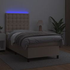 Petromila vidaXL Boxspring posteľ matrac a LED kapučínová 90x190 cm umelá koža