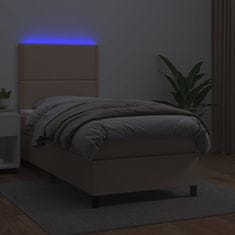 Petromila vidaXL Boxspring posteľ matrac a LED kapučínová 80x200cm umelá koža