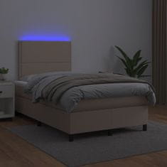 Petromila vidaXL Boxspring posteľ matrac a LED kapučínová 120x200 cm umelá koža