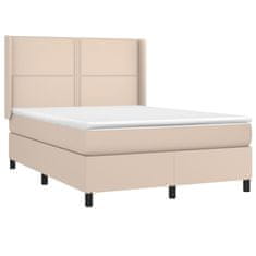 Petromila vidaXL Boxspring posteľ matrac a LED kapučínová 140x200 cm umelá koža