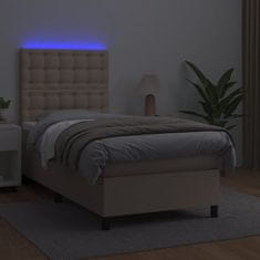 Petromila vidaXL Boxspring posteľ matrac a LED kapučínová 90x200 cm umelá koža