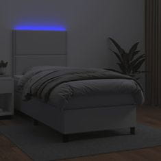 Petromila vidaXL Boxspring posteľ s matracom a LED biela 90x200 cm umelá koža