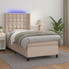 Petromila vidaXL Boxspring posteľ matrac a LED kapučínová 90x190 cm umelá koža