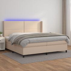 Petromila vidaXL Boxspring posteľ matrac a LED kapučínová 200x200 cm umelá koža