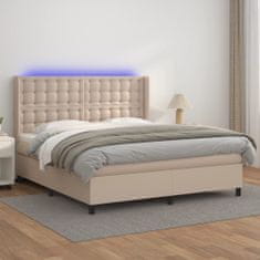 Petromila vidaXL Boxspring posteľ matrac a LED kapučínová 180x200 cm umelá koža