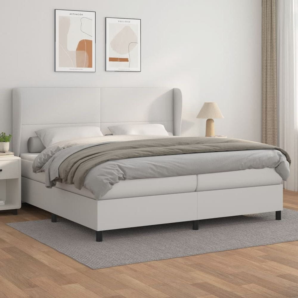 Petromila vidaXL Boxspring posteľ s matracom biela 200x200 cm umelá koža