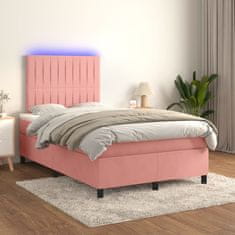 Petromila vidaXL Boxspring posteľ s matracom a LED, ružová 120x190 cm, zamat