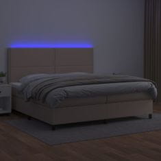 Petromila vidaXL Boxspring posteľ matrac a LED kapučínová 200x200 cm umelá koža