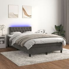 Petromila vidaXL Boxspring posteľ s matracom a LED, tmavosivá 120x190 cm, zamat