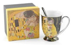 Home Elements  Porcelánový hrnček s lyžičkou 280 ml, Klimt Bozk, čierny