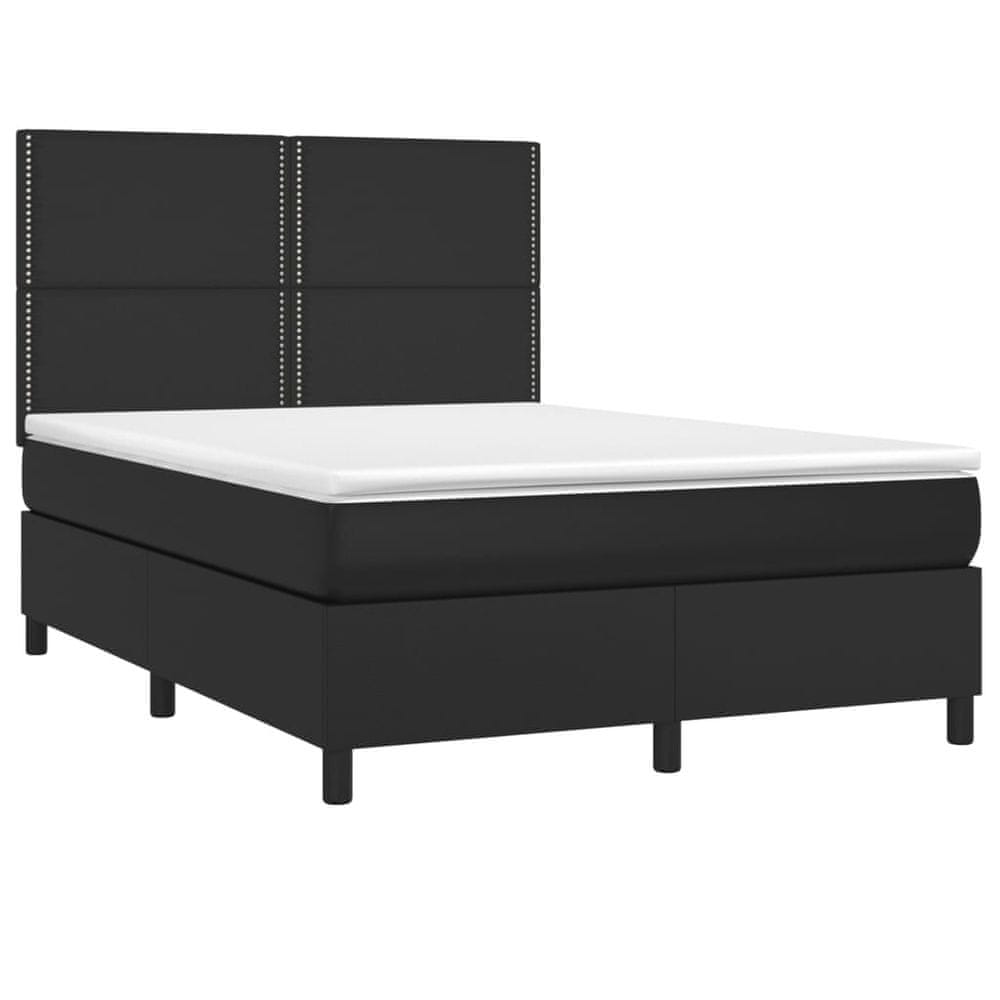 Vidaxl Boxspring posteľ s matracom čierny 140x190 cm umelá koža