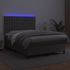 Petromila vidaXL Boxspring posteľ s matracom a LED sivá 140x190 cm umelá koža