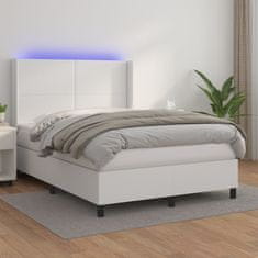 Petromila vidaXL Boxspring posteľ s matracom a LED biela 140x190 cm umelá koža