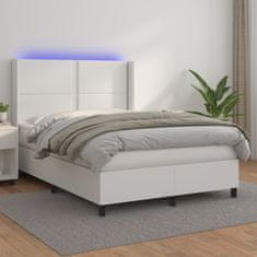 Petromila vidaXL Boxspring posteľ s matracom a LED biela 140x190 cm umelá koža