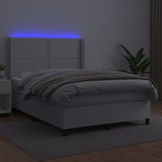 Petromila vidaXL Boxspring posteľ s matracom a LED biela 140x190 cm umelá koža