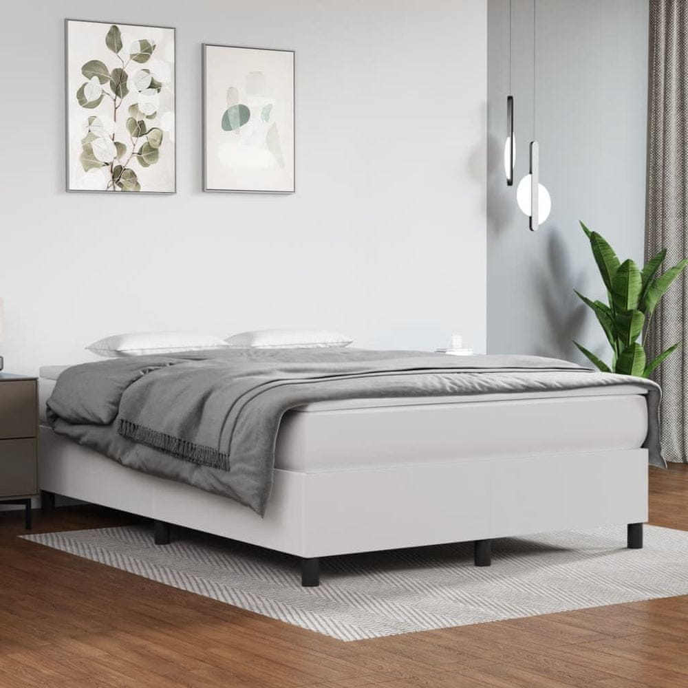 Vidaxl Boxspring posteľ s matracom biela 140x200 cm umelá koža