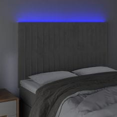 Vidaxl Čelo postele s LED bledosivé 144x5x118/128 cm zamat