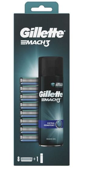 Gillette Mach3 hlavice do holiaceho strojčeka 8 ks + Sensitive gél na holenie 200 ml