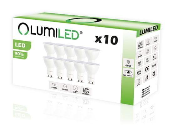 LUMILED 10x LED žiarovka GU10 1,5W = 15W 135lm 6500K Studená biela 120°