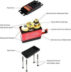 YUNIQUE GREEN-CLEAN 20kg Servo DS3120MG Hliníkový plášť Vodotesné digitálne servo pre RC auto (Riadiaci uhol 180)