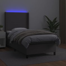 Petromila vidaXL Boxspring posteľ s matracom a LED sivá 90x200 cm umelá koža