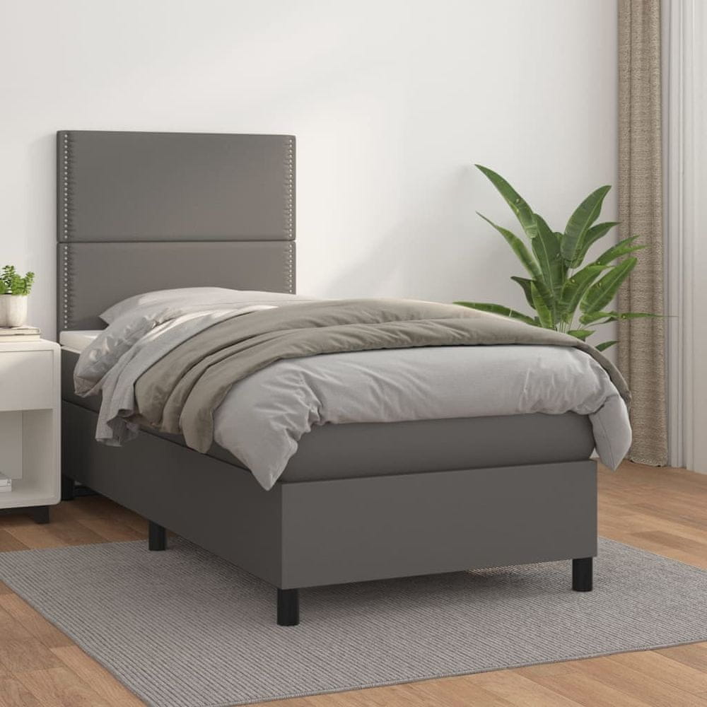 Petromila vidaXL Boxspring posteľ s matracom sivá 90x190 cm umelá koža
