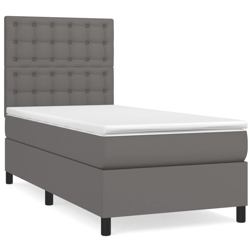 Vidaxl Boxspring posteľ s matracom sivá 80x200 cm umelá koža