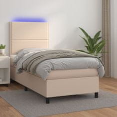 Petromila vidaXL Boxspring posteľ matrac a LED kapučínová 100x200 cm umelá koža