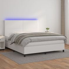 Petromila vidaXL Boxspring posteľ s matracom a LED biela 180x200 cm umelá koža