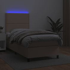 Petromila vidaXL Boxspring posteľ matrac a LED kapučínová 100x200 cm umelá koža