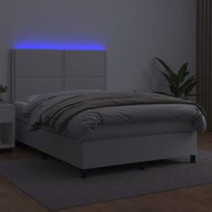 Petromila vidaXL Boxspring posteľ s matracom a LED biela 140x190 cm umelá koža