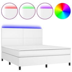 Petromila vidaXL Boxspring posteľ s matracom a LED biela 180x200 cm umelá koža