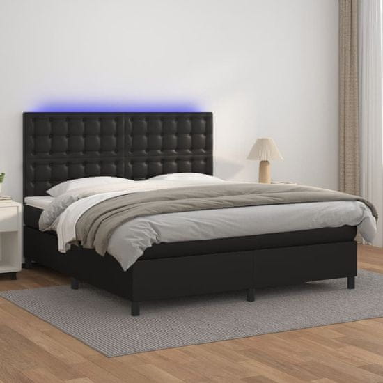 Petromila vidaXL Boxspring posteľ s matracom a LED čierna 160x200 cm umelá koža