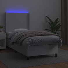 Petromila vidaXL Boxspring posteľ s matracom a LED biela 90x190 cm umelá koža