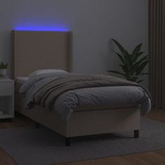 Petromila vidaXL Boxspring posteľ matrac a LED kapučínová 100x200 cm umelá koža