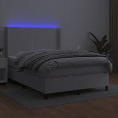 Petromila vidaXL Boxspring posteľ s matracom a LED biela 140x190 cm umelá koža