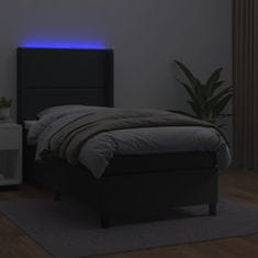 Petromila vidaXL Boxspring posteľ s matracom a LED čierna 100x200 cm umelá koža