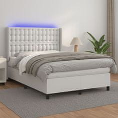 Petromila vidaXL Boxspring posteľ s matracom a LED biela 140x190 cm umelá koža