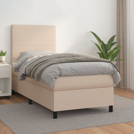 shumee Boxspring posteľ s matracom kapučínová 90x190 cm umelá koža