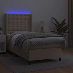 Petromila vidaXL Boxspring posteľ matrac a LED kapučínová 100x200 cm umelá koža